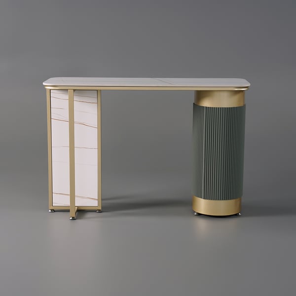 Modern White Gold Entryway Console Table Sintered Stone Top