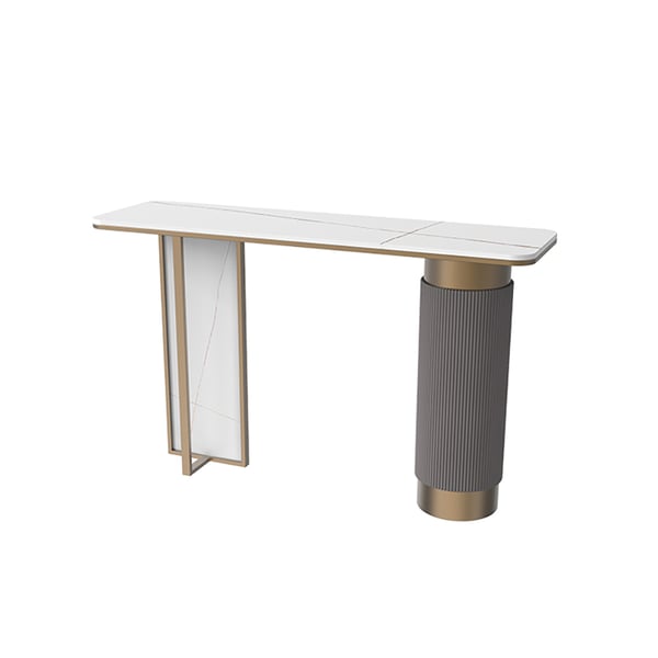 Modern White Gold Entryway Console Table Sintered Stone Top