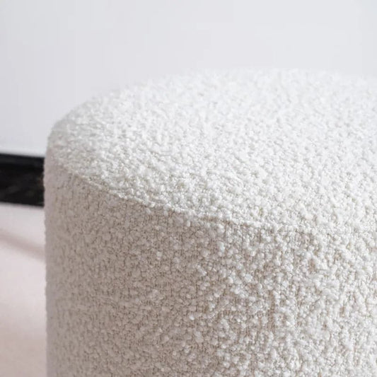 Modern White Round Lamb Wool Vanity Stool Makeup Stool