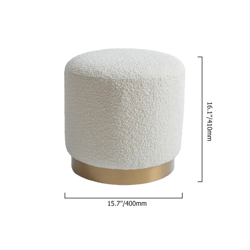 Modern White Round Lamb Wool Vanity Stool Makeup Stool