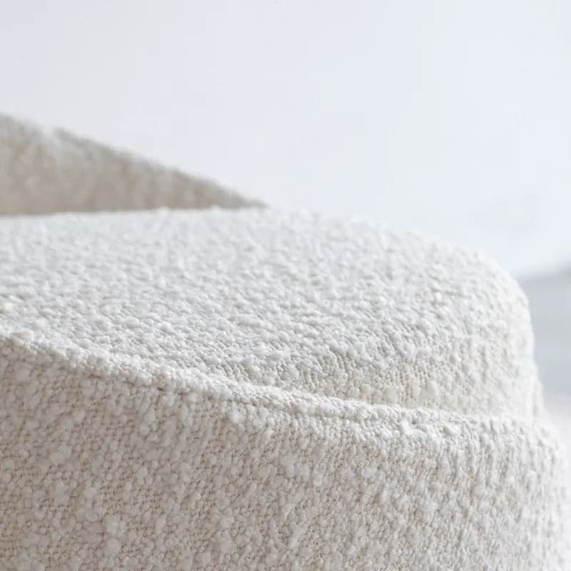 Modern White Round Lamb Wool Vanity Stool with Backrest