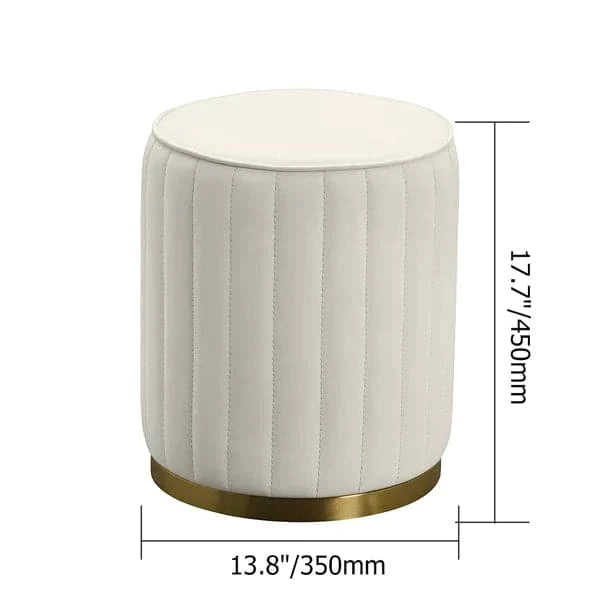 Modern White Round PU Leather Upholstered Backless Vanity Stool