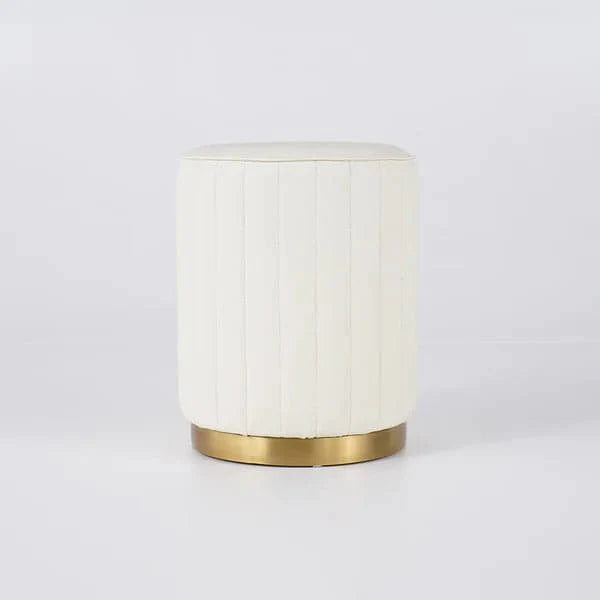 Modern White Round PU Leather Upholstered Backless Vanity Stool