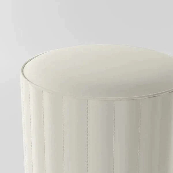 Modern White Round PU Leather Upholstered Backless Vanity Stool