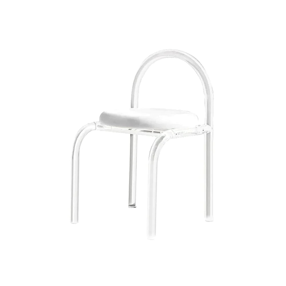 Modern White Vanity Stool with Back Velvet Upholstered Acrylic Chair for Bedroom