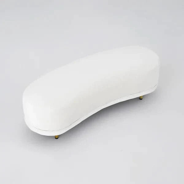 Modern White Velvet Bench Upholstered Curved Bench for End of Bed with Metal Legs