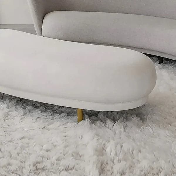 Modern White Velvet Bench Upholstered Curved Bench for End of Bed with Metal Legs