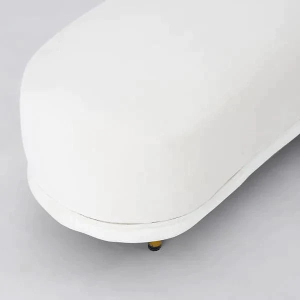 Modern White Velvet Bench Upholstered Curved Bench for End of Bed with Metal Legs