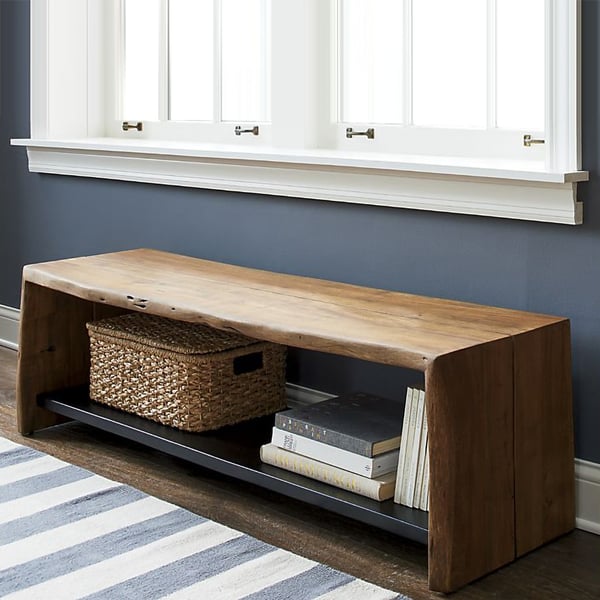 47.2" Modern Wood Entryway Bench with Shoe Storage Shelf in Black