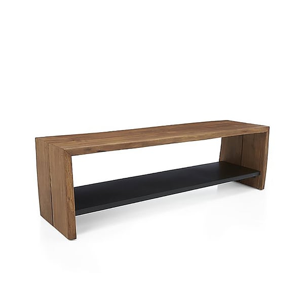 47.2" Modern Wood Entryway Bench with Shoe Storage Shelf in Black