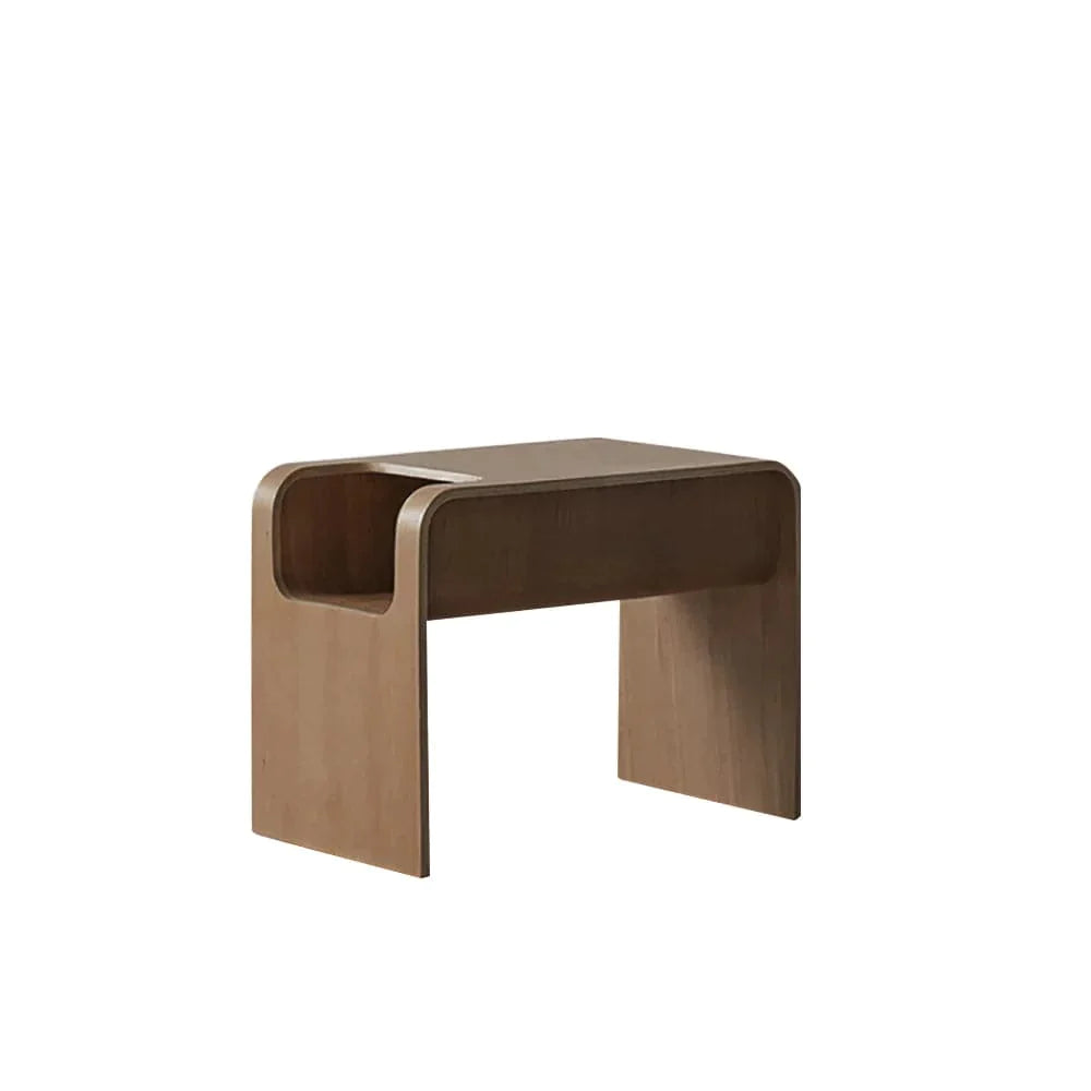 Wood C-Style End Table with Magazine Rack Organizer C Side Table in Walnut