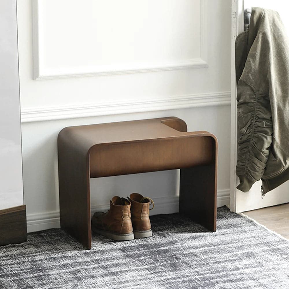 Wood C-Style End Table with Magazine Rack Organizer C Side Table in Walnut