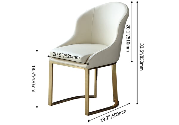 Off White Dining Chair Faux Leather Upholstered Side Chair Gold Frame (Set of 2)