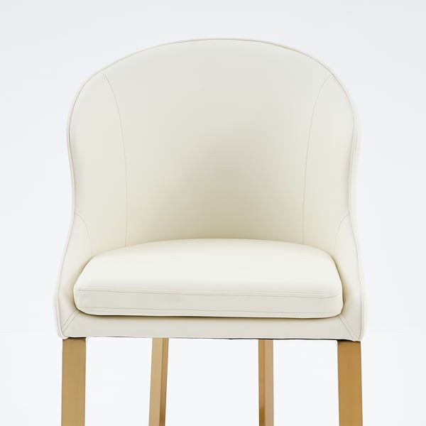 Off White Dining Chair Faux Leather Upholstered Side Chair Gold Frame (Set of 2)