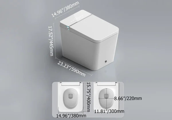 One-Piece White Square Intelligent Smart Toilet with Automatic Cover and Remote Control