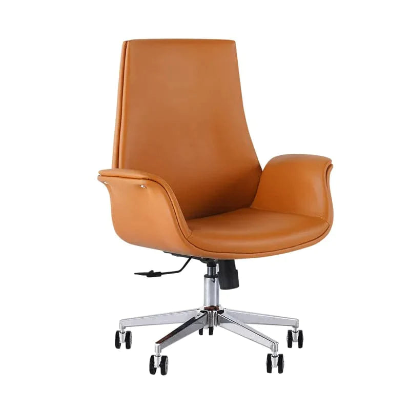 Orange Office Chair for Desk Upholstered PU Leather Swivel Task Chair