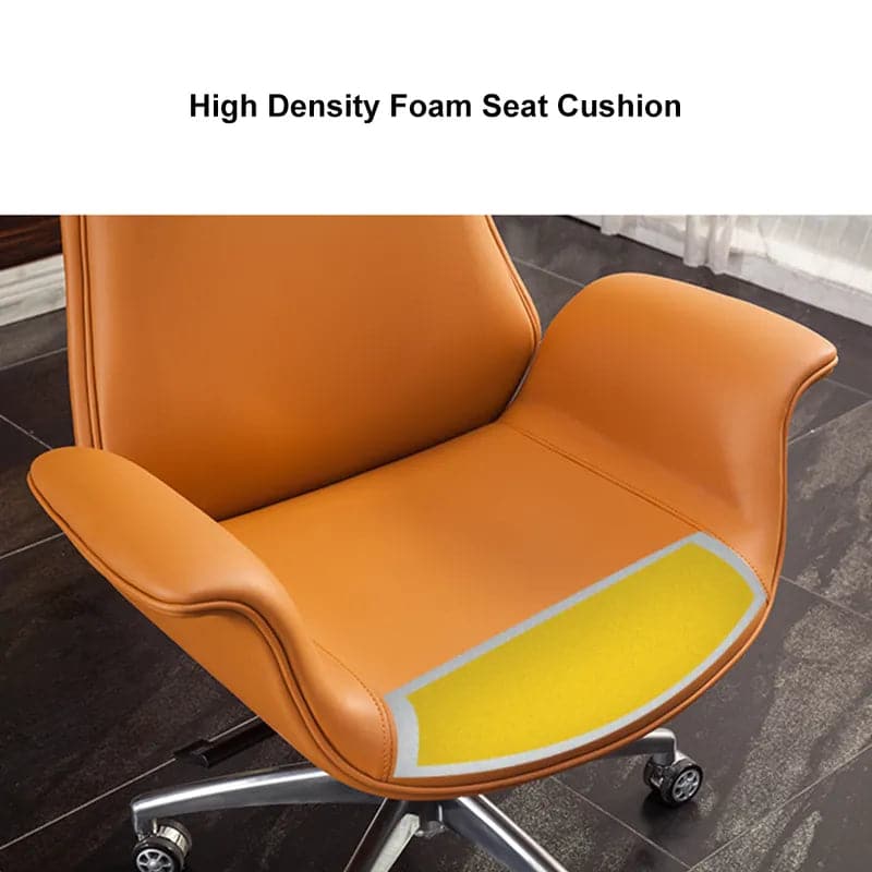 Orange Office Chair for Desk Upholstered PU Leather Swivel Task Chair