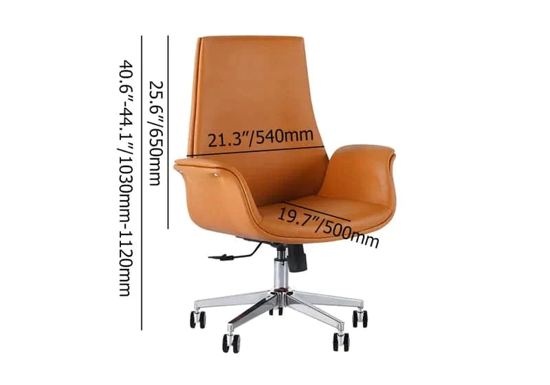 Orange Office Chair for Desk Upholstered PU Leather Swivel Task Chair