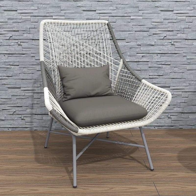 Outdoor PE Rattan Patio Chair Armchair with Cushion Pillow (Set of 2)