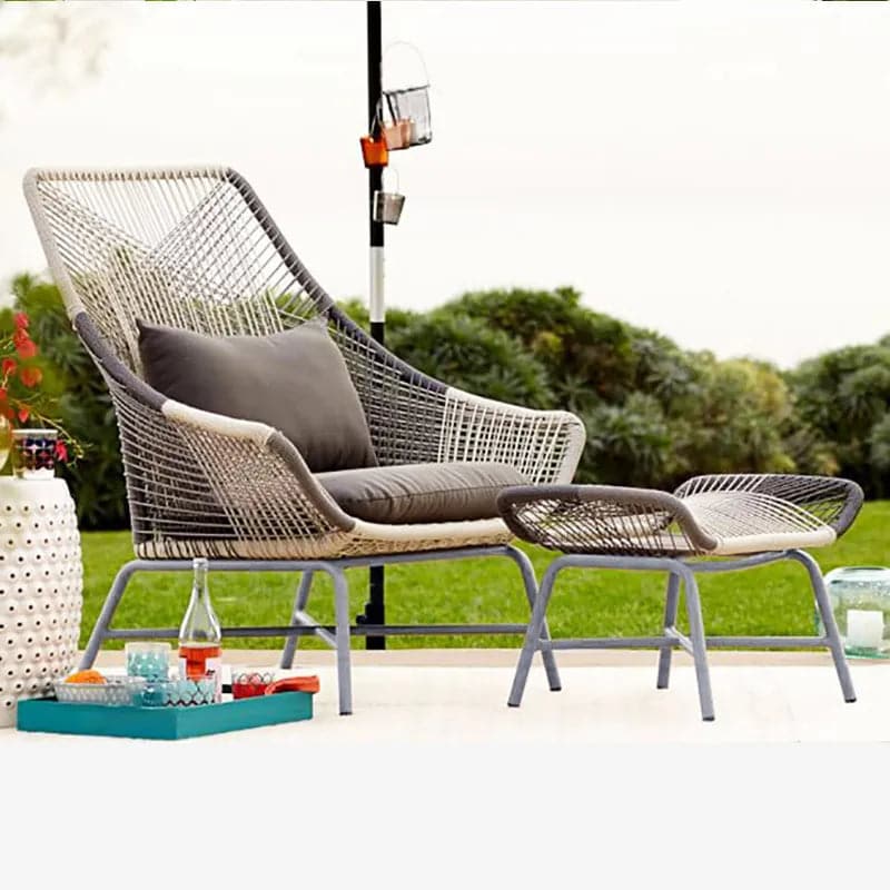 Outdoor PE Rattan Patio Chair Armchair with Cushion Pillow (Set of 2)