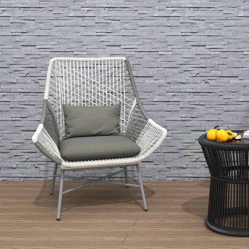 Outdoor PE Rattan Patio Chair Armchair with Cushion Pillow (Set of 2)