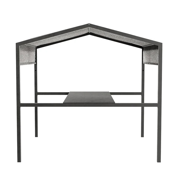 Outdoor Patio Adjustable Height Aluminum Dining Table with Canopy Convirt to Bar Table