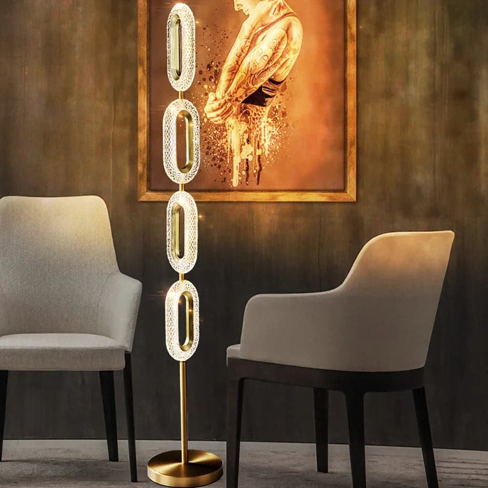 Modern Floor Lamp LED Light 4-Light Plug-in Brass Standing Lamp in Gold