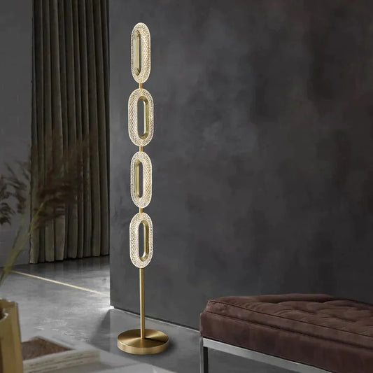 Modern Floor Lamp LED Light 4-Light Plug-in Brass Standing Lamp in Gold