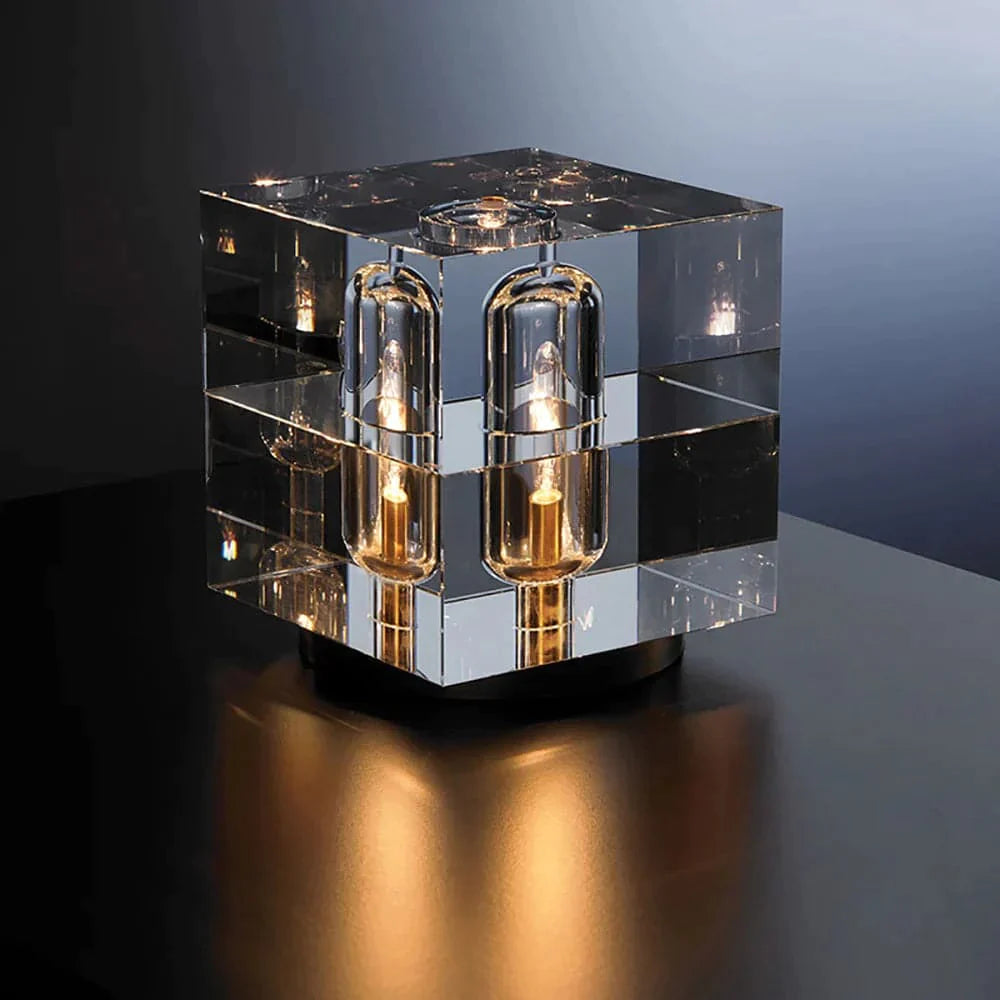 Postmodern Creative Square Crystal Glass Table Lamp 1 Light On / Off Switch