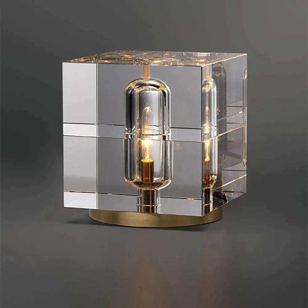 Postmodern Creative Square Crystal Glass Table Lamp 1 Light On / Off Switch