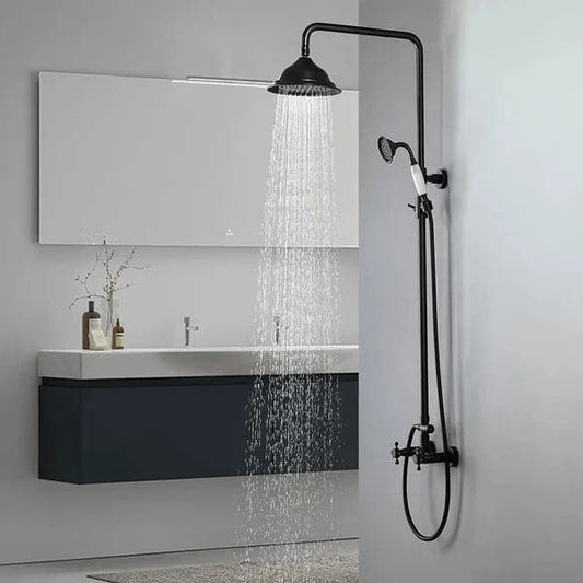 Rainfall Showerhead with Handheld Shower Exposed Shower System Antique Black