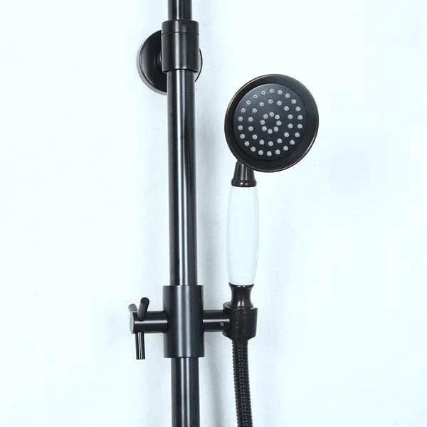 Rainfall Showerhead with Handheld Shower Exposed Shower System Antique Black