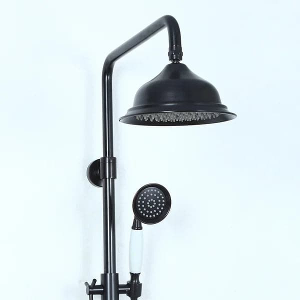 Rainfall Showerhead with Handheld Shower Exposed Shower System Antique Black