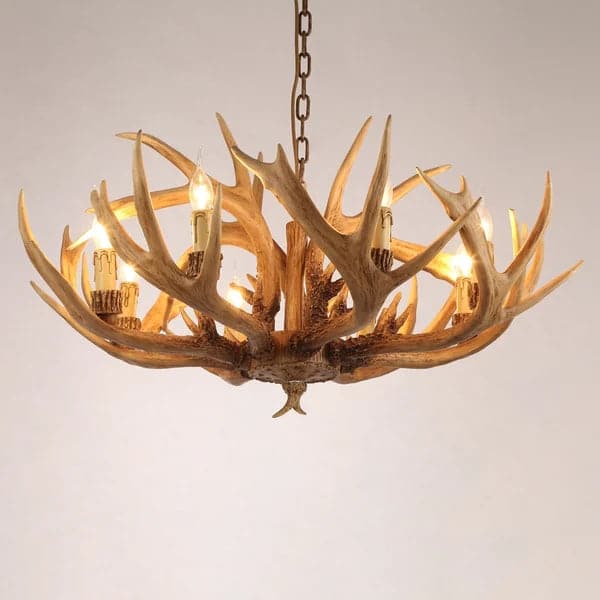 Deer Horn Antler 6-Light Large Rustic Candelabra Ceiling Chandelier