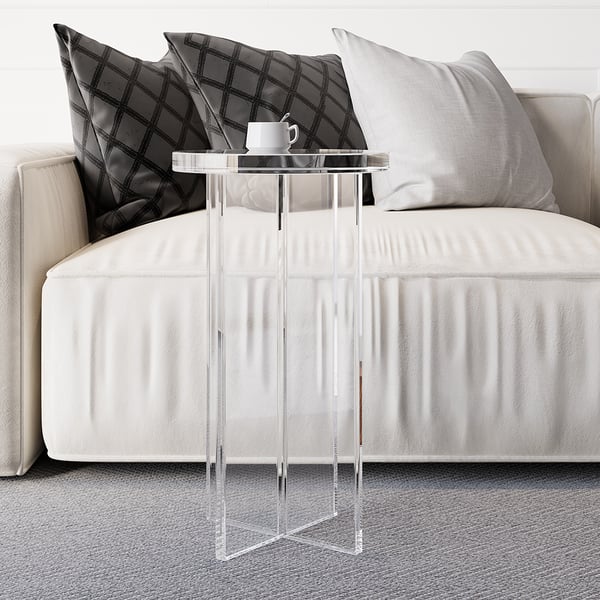 Round Clear Acrylic End Table Modern Side Table