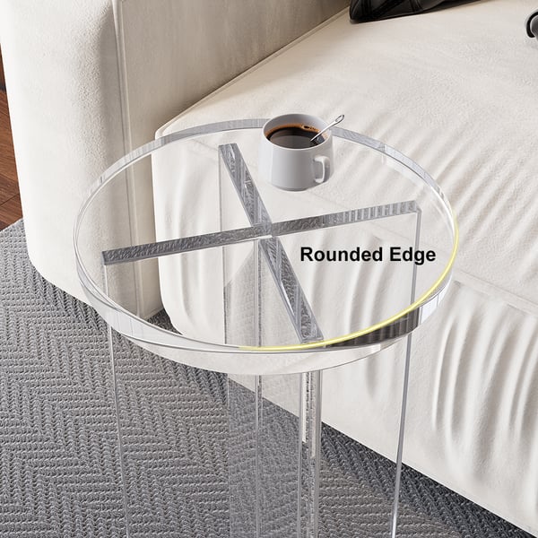 Round Clear Acrylic End Table Modern Side Table