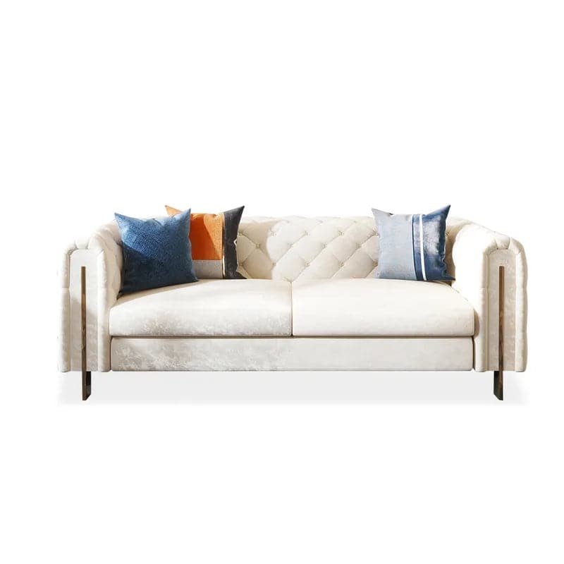 Set of 2 86.6" Modern White Leath-aire Upholstered Sofa & Chair Living Room