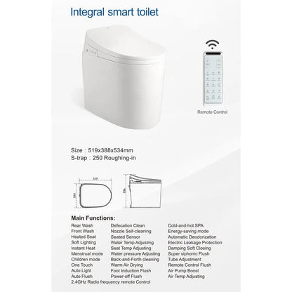 Small Size Smart Toilet One-Piece Elongated Floor Mounted Automatic Toilet Self-Clean