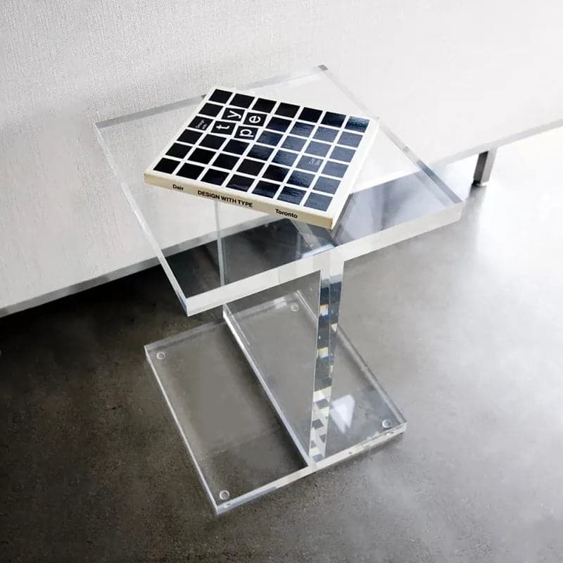 Square Clear Acrylic End Table Modern Side Table