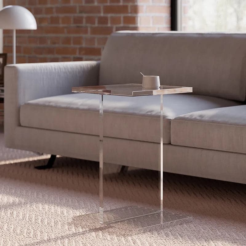 Square Clear Acrylic End Table Modern Side Table