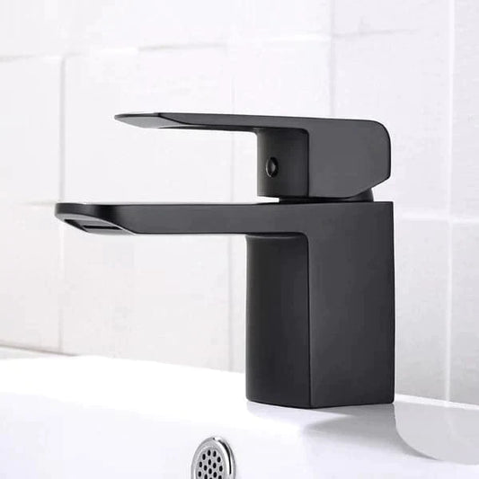 Stylish Minimalist Single Hole 1-Handle Waterfall Bathroom Sink Faucet in Matte Black