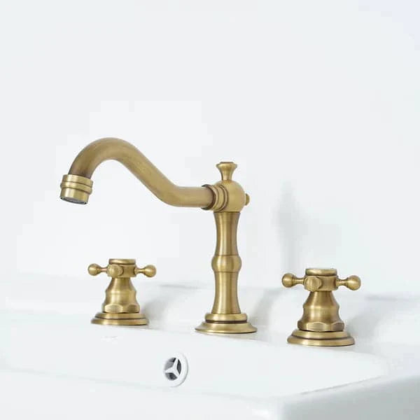 Traditional Double Handle Bathroom Widespread Sink Faucet Victorian Spout