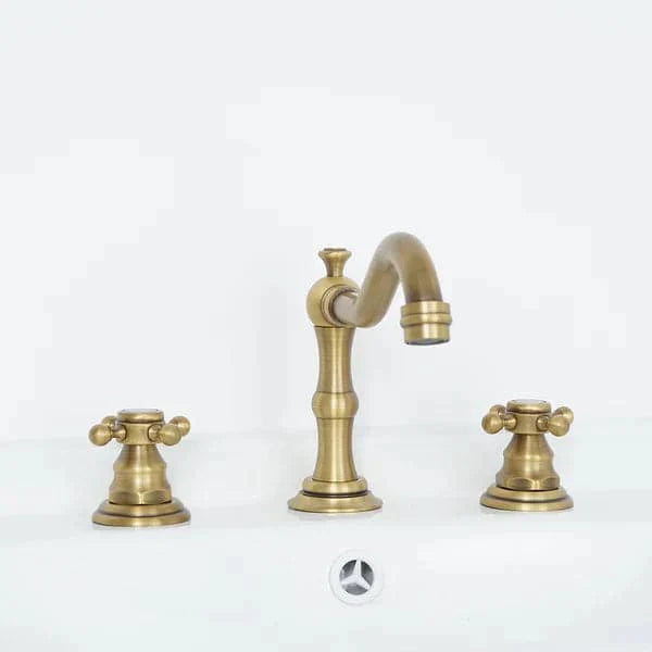 Traditional Double Handle Bathroom Widespread Sink Faucet Victorian Spout