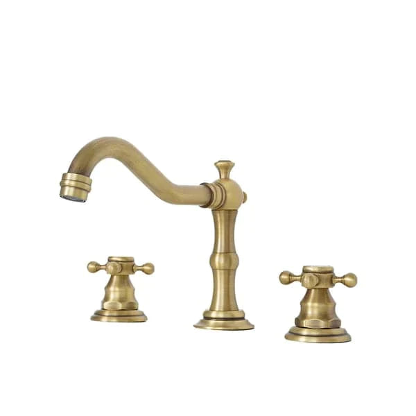 Traditional Double Handle Bathroom Widespread Sink Faucet Victorian Spout