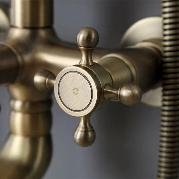 Traditional Rainfall Exposed Shower Fixture with Tub Spout in Antique Brass