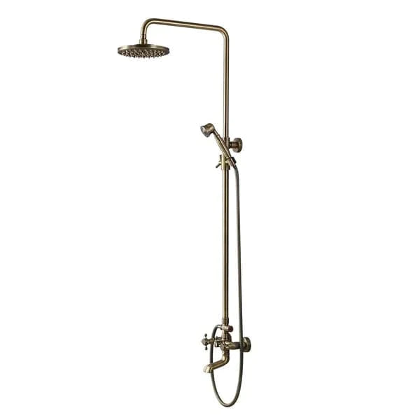 Traditional Rainfall Exposed Shower Fixture with Tub Spout in Antique Brass