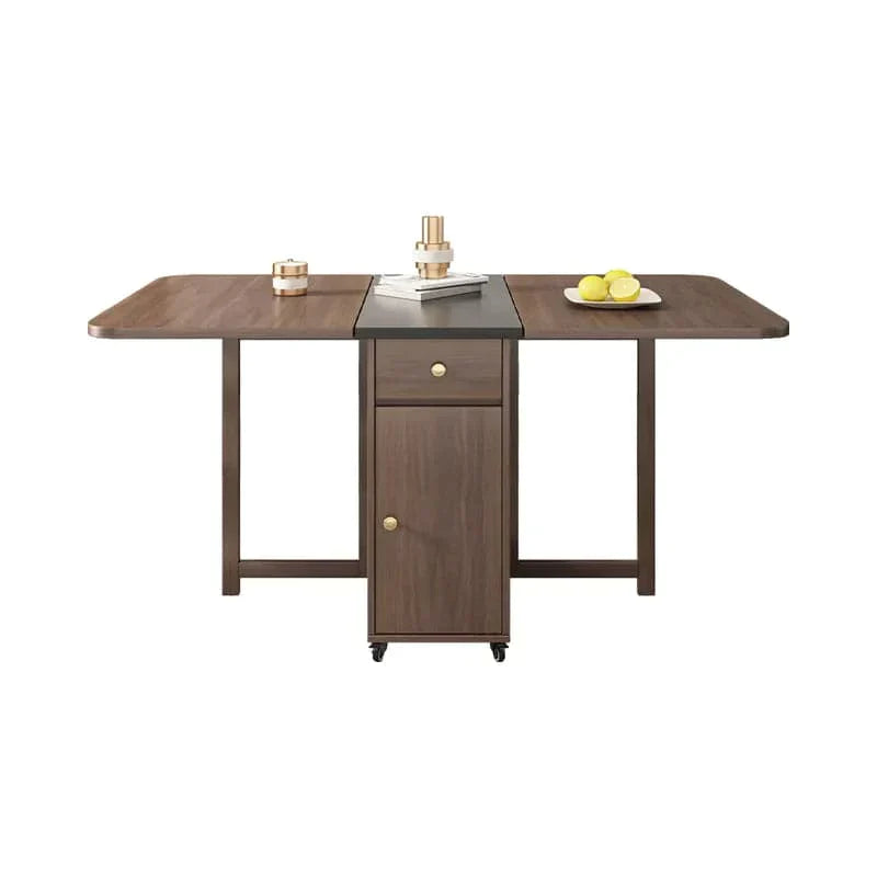 5-Piece Modern 59" Rectangle Dining Table Set Ash Wood Foldable Walnut