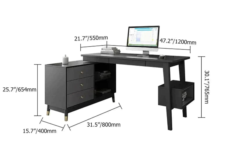 Ultic Gray Reversible L-Shaped Desk Computer Desk with Drawers & Shelf Ample Storage