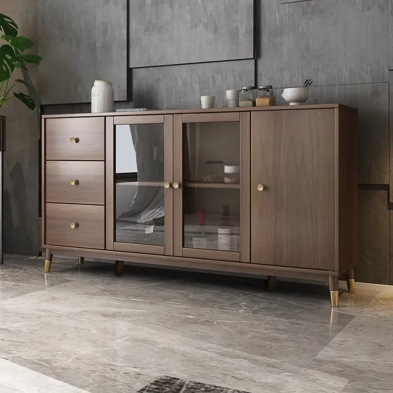 Ultic Modern Rectangle Sideboard Buffet with Ample Storages & Doors in Walnut