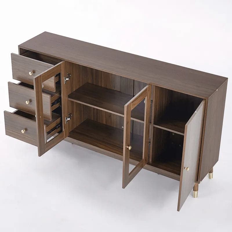 Ultic Modern Rectangle Sideboard Buffet with Ample Storages & Doors in Walnut